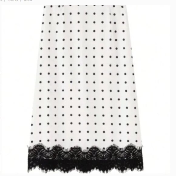 NEW CAROLINA Black and White Polka Dot slip skirt M-L - Picture 4 of 6